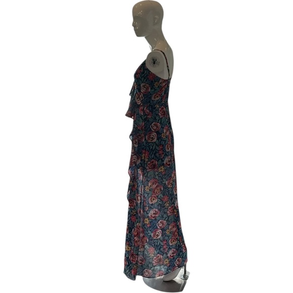 Lovers + Friends Darcy Rose Garden Blue Multi Floral Maxi Dress with Slit Size S - Picture 5 of 13